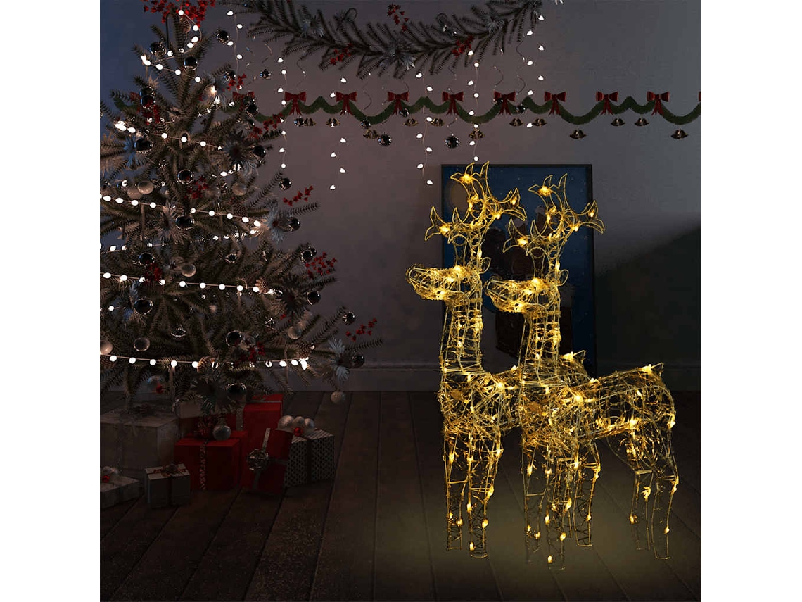 Vidaxl Renas Decorativas De Natal 2 Pcs 60x16x100 Cm Acrílico