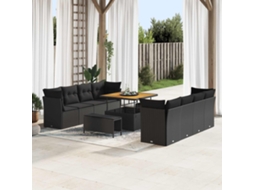 Vidaxl Conjunto De Sofá De Jardim 11 Unid. 8-número De Lugares Preto