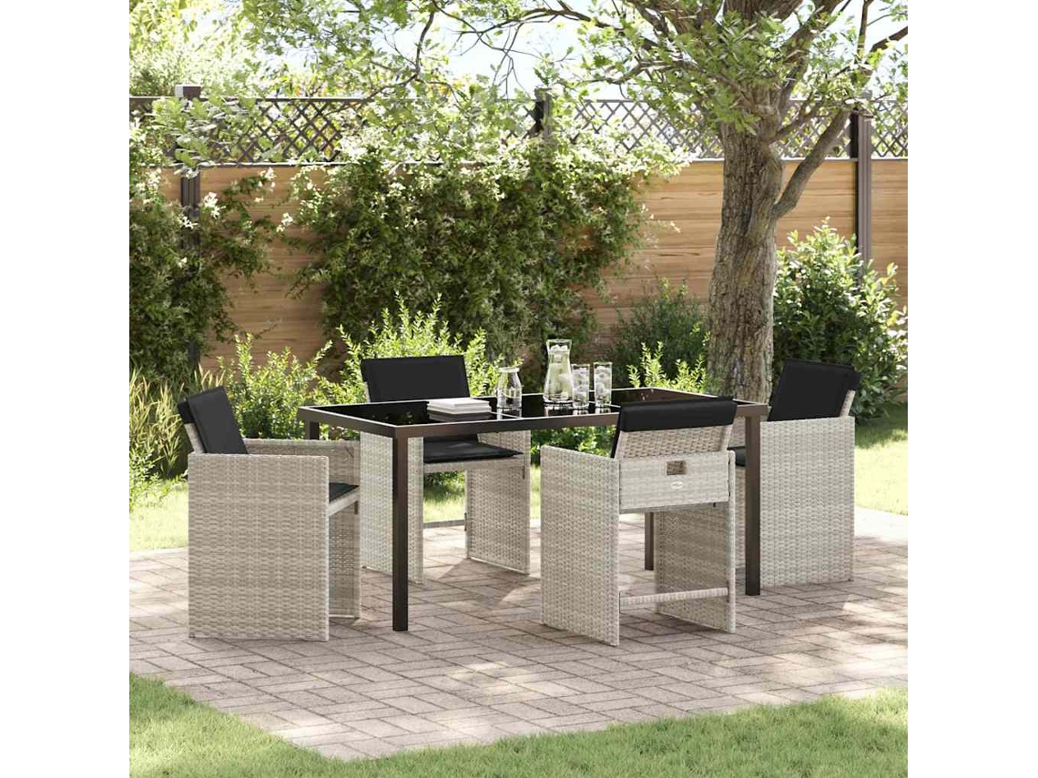Vidaxl Conjunto de Jantar para Jardim 5 Pcs Cinzento claro Vime Pe