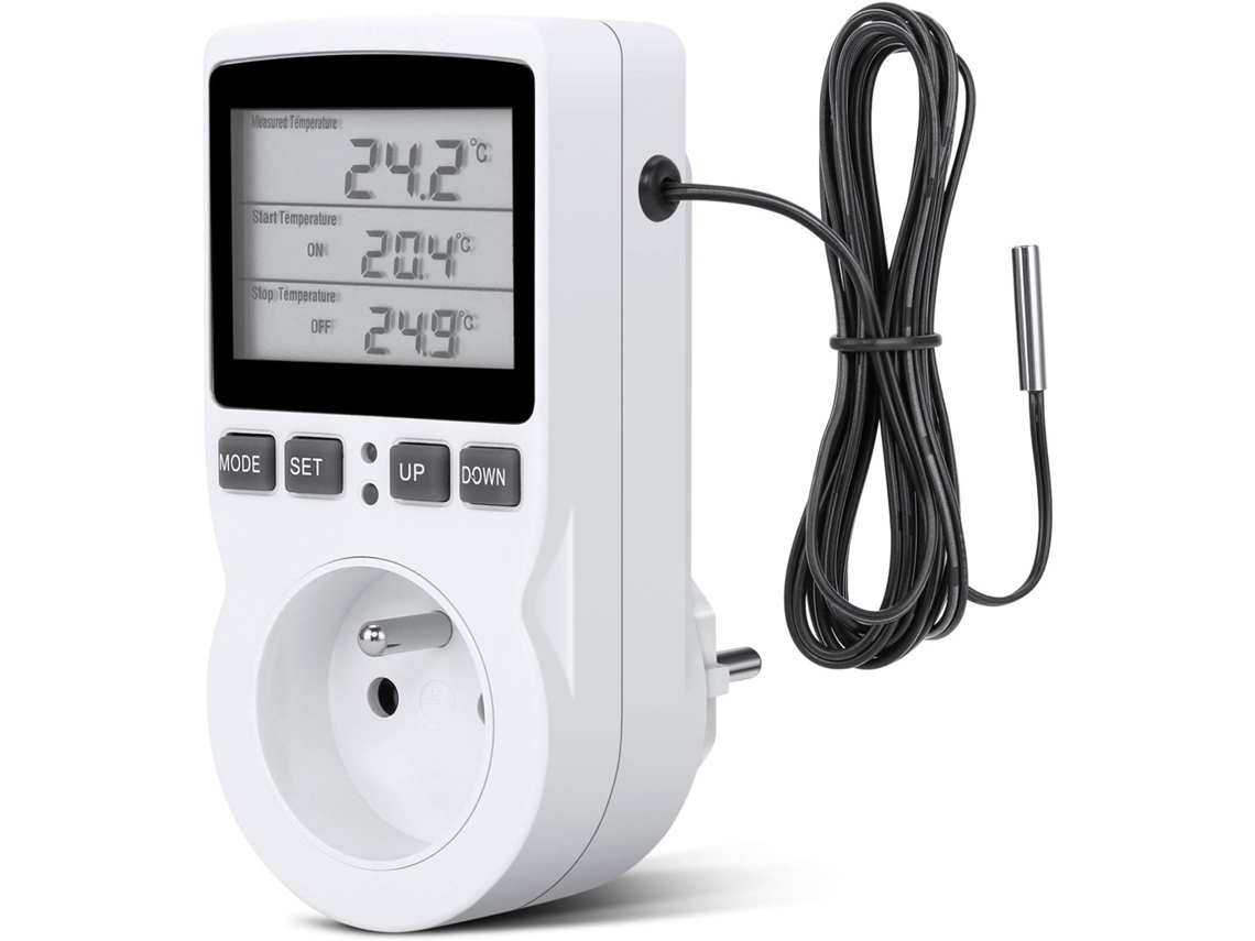 KOFIHETY Tomada De Termostato Digital Para Casa, Controlador De Temperatura De Termostato Plug In Com Sensor De Temperatura Inteligente, Programação Fácil, Amp