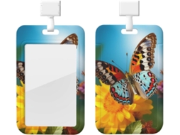 Porta Crachá Com Estampa De Borboletas Verão, Protetor De Cartão Vertical Com Cordão, Capa Plástica Impermeável, Estojo