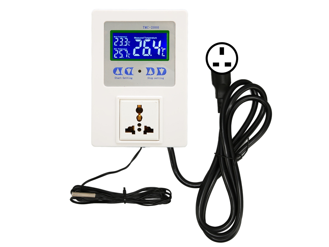 Aetheria controlador de Temperatura Digital Lcd Aquecimento Resfriamento Termostato 110‑240v Plug Uk