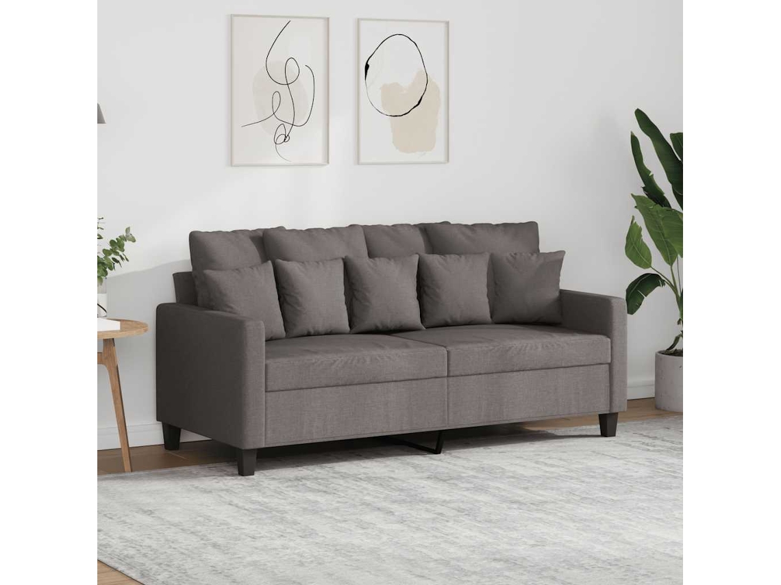 Vidaxl Sofá De 2 Lugares Tecido 140 Cm Cinzento-acastanhado