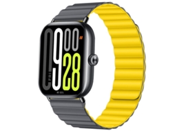 Bracelete Para Redmi Watch 6 / 5 / 4 - Silicone Macio - Fecho Magnético Cinza E Amarelo