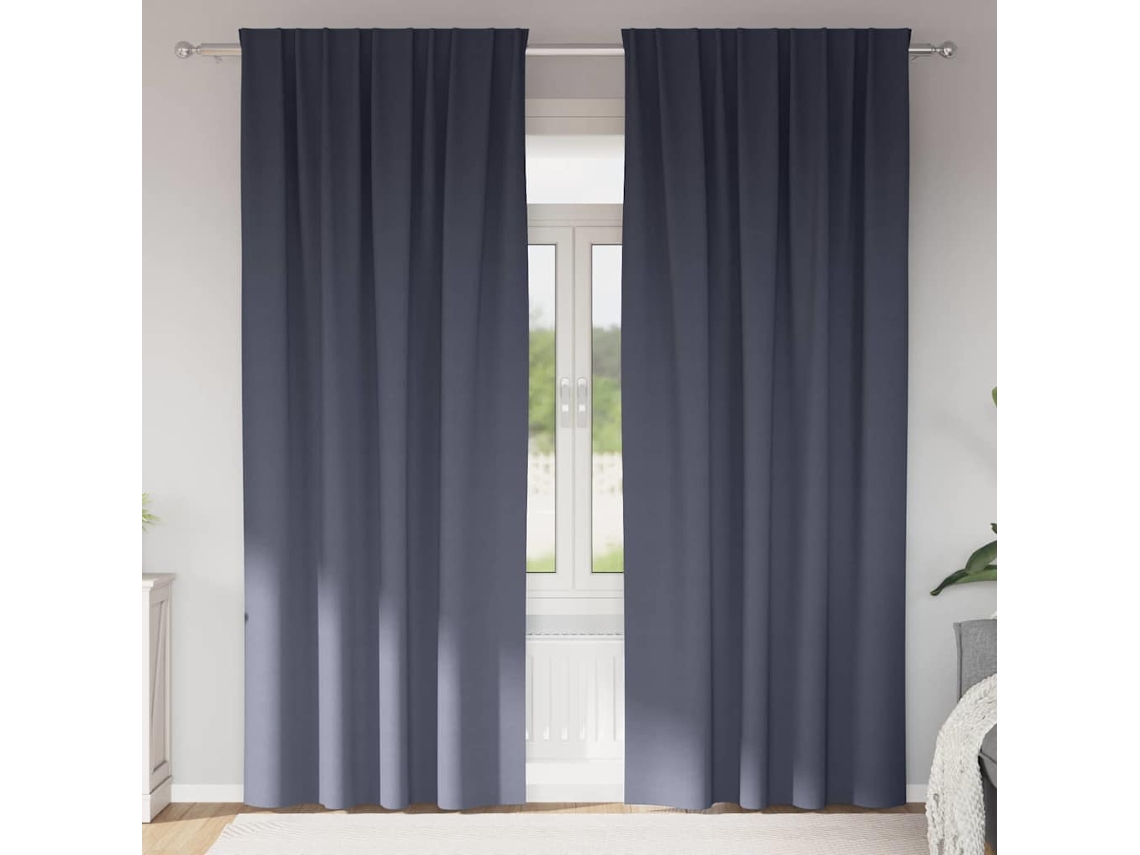 Vidaxl Cortinas Blackout Com Argolas 2 Unid. Antracite 245 X 140 Cm