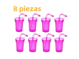 Conjunto de Água Neon com Tampa e Canudo À Prova de Vazamentos MDUG (rosa)