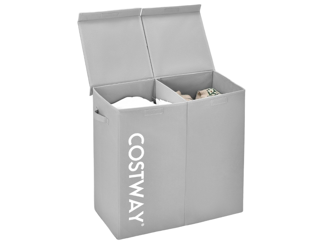 Cesto de Roupa Suja, 115l, 2 Compartimentos, Tecido, Cinza BRILVIBERA