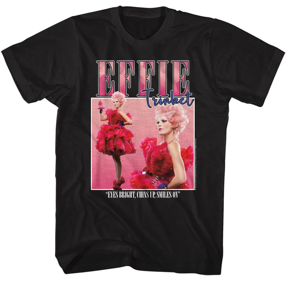 Unisex Adult T-shirt Rockinstone Hunger Games Movie Effie Trinket Square Black Sizexxxl