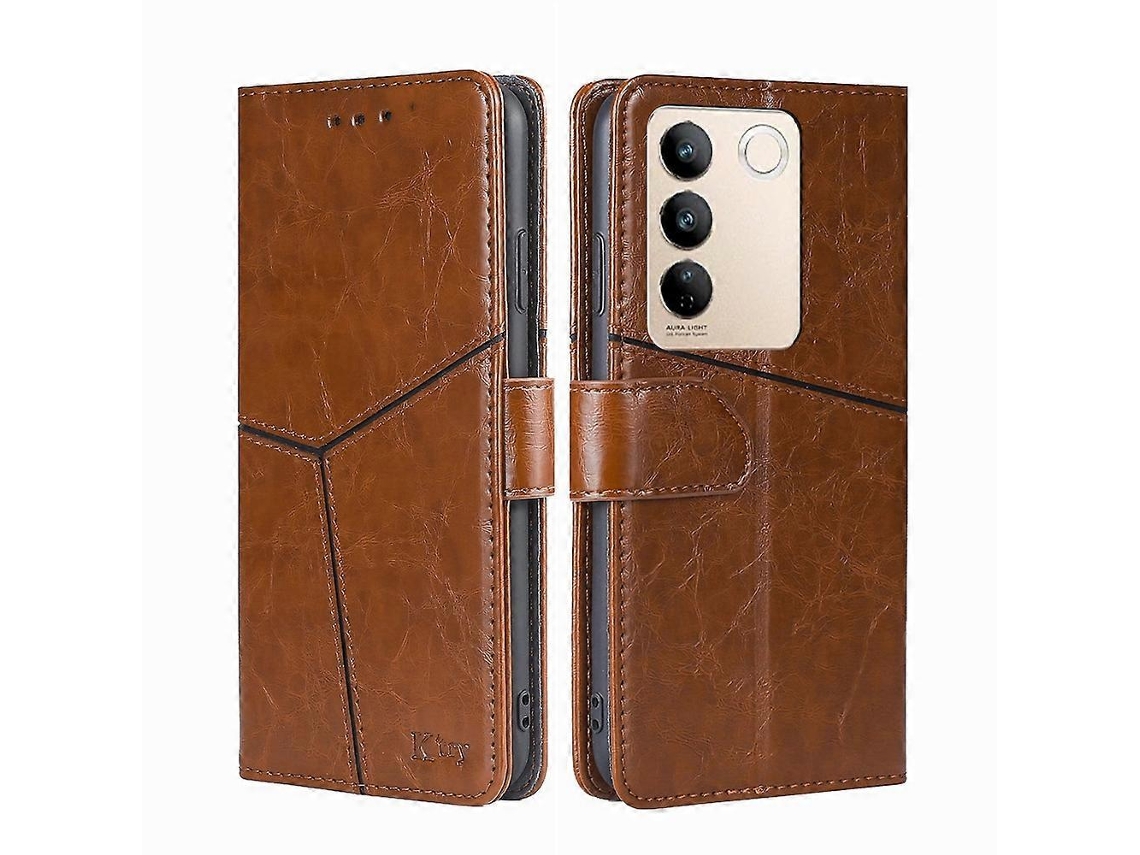 Capa De Couro Flip Horizontal Com Costura Geométrica Para Vivo S16 / S16 Pro