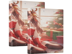 Pasta Com Bolsos, Estampa Natalina De Anime, 1 2 Polegada, 200 Folhas