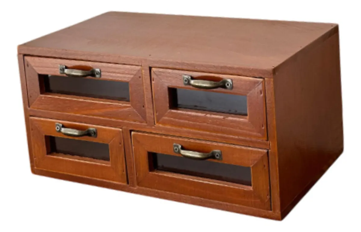 Organizador De Mesa De Madeira Com 4 Gavetas, Elevadorvayotoy