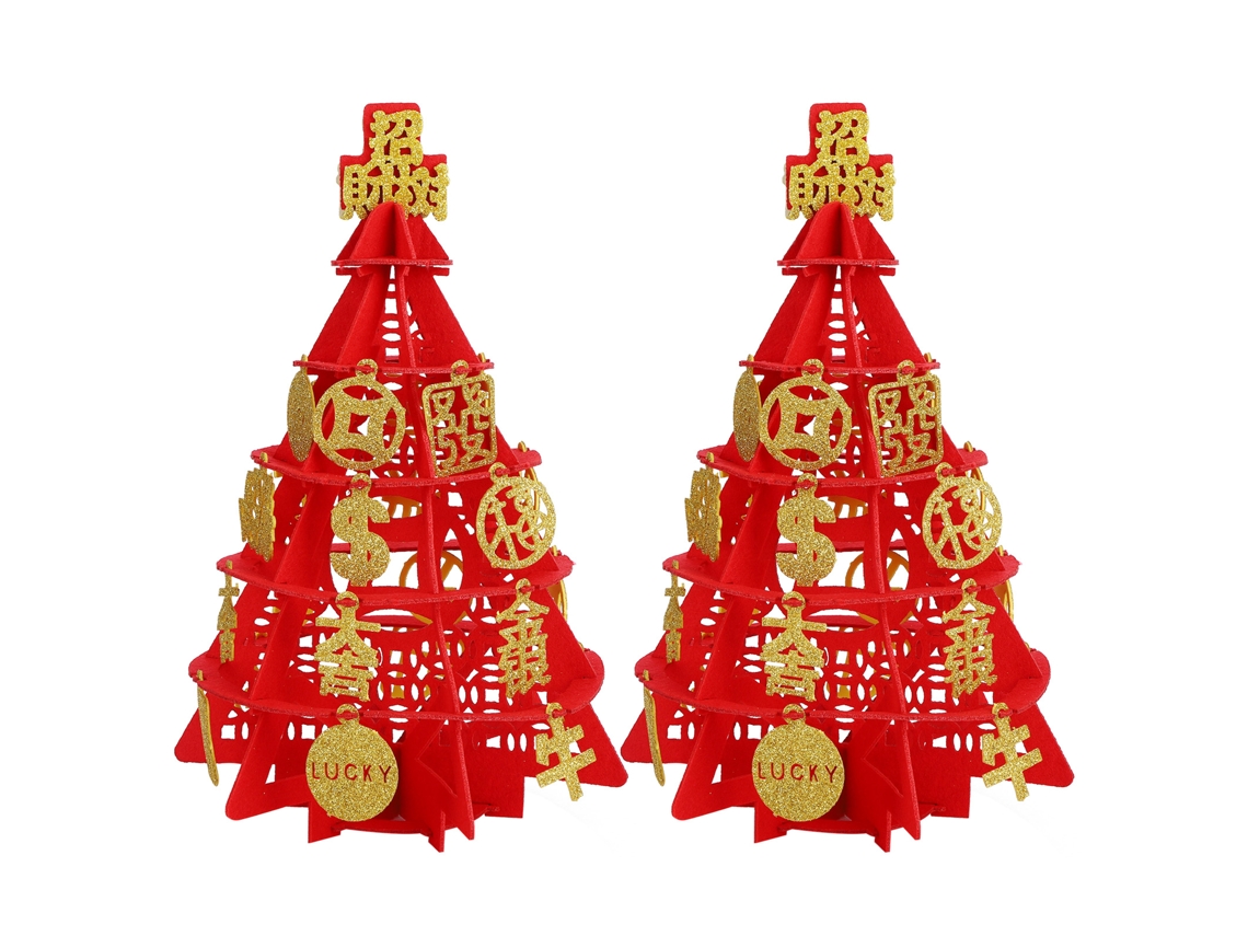 2 Conjuntos Decorativos De Árvore De Feltro Diy 32x20cm Jardim E Casa