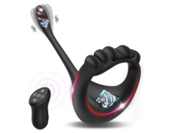 Vibrador de Massagem de Silicone com Controle Remoto Sem Fio para Homens Preto YIZHOOD