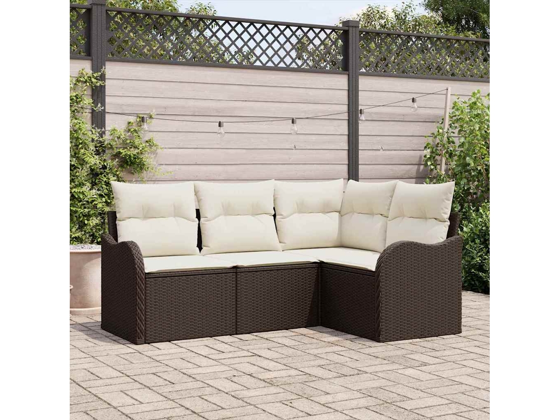 Vidaxl Conjunto De Sofá De Jardim Castanho Vime Pe