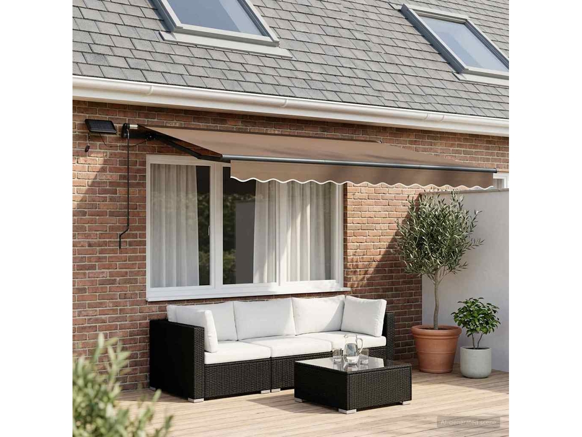 Vidaxl Toldo Retrátil Cinzento-acastanhado 300 X 250 Cm