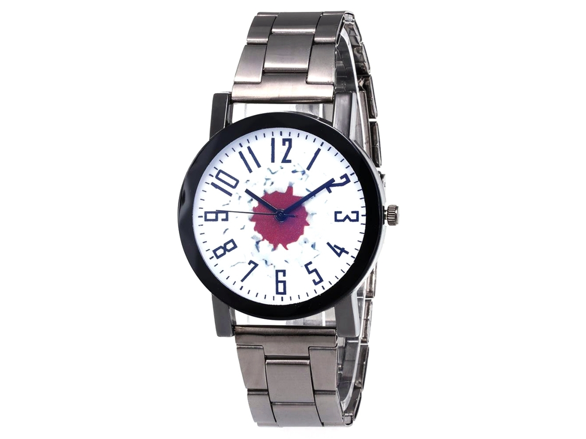 Relógio Zhoulianfa Quartz com Pulseira de Aço para Casais, Mostrador Colorido com Pontos (Vermelho e Roxo)