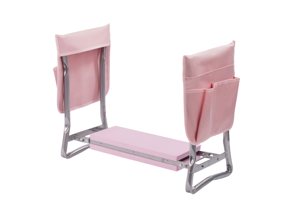 Relaxdays Banco De Joelhos Para Jardim Dobrável, Acolchoado, Com Bolsos, 2 Em 1 (apoio E Assento), Até 150 Kg, Rosa