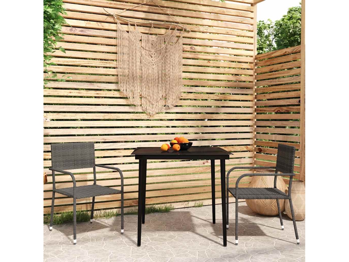 Vidaxl 3 Pcs Conjunto De Jantar Para Jardim Cinzento