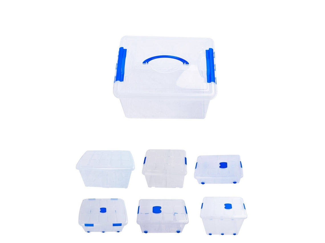 Cajas De Almacenaje Ordenación De Plástico Transparentes Con Tapa Azul | Con Y Sin Ruedas | Ropa, Libro, | Juguestes 12l Pack 2 Uds