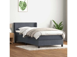 Vidaxl Cama Com Molas/colchão Cinza-escuro 80x210 Cm Veludo