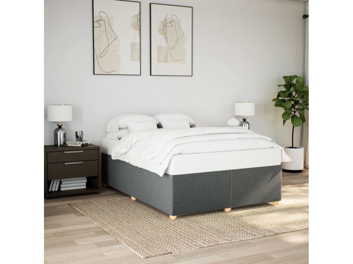 Vidaxl Estrutura De Cama Sem Colchão 140x190 Cm Tecido Cinzento-escuro