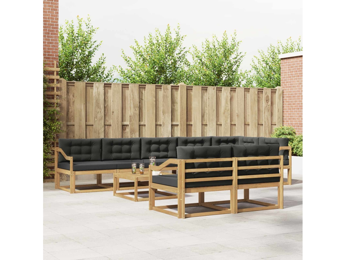 Vidaxl Conjunto De Sofás Para Exterior 9 Unid. Branco E Antracite