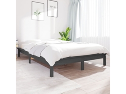 Vidaxl Estrutura Cama Pequena De Casal 120x190 Cm Pinho Maciço Cinza