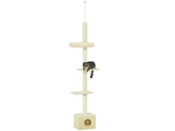 Árvore Para Gatos Com Poste Arranhador De Altura Ajustável, Dimensões 440 Cm (c) X 31 Cm (l) X 240-270 Cm (a), 4 Níveis De Atividade Com Toca.