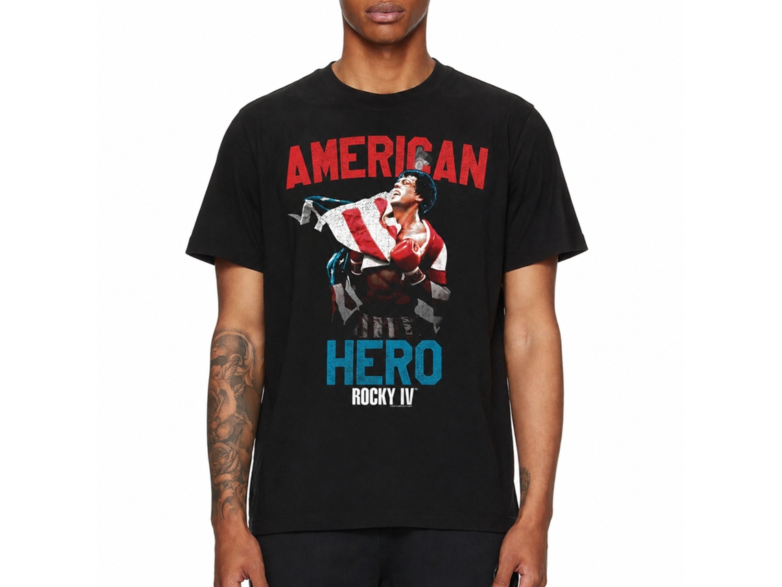 Rockinstone Rocky Movie Hero Black Adult T-shirt Size:l