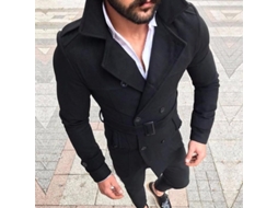 Casaco Trench Coat Masculino para Negócios 2026, Tamanho Asiático, Confeccionado em Mistura de Algodão