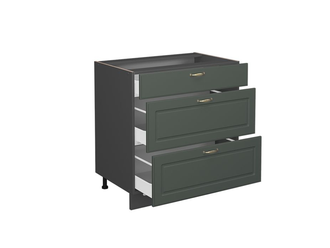 Móvel de cozinha Vicco Fame-Line, Countryside Gold Green, 80 cm com 3 gavetas, sem bancada
