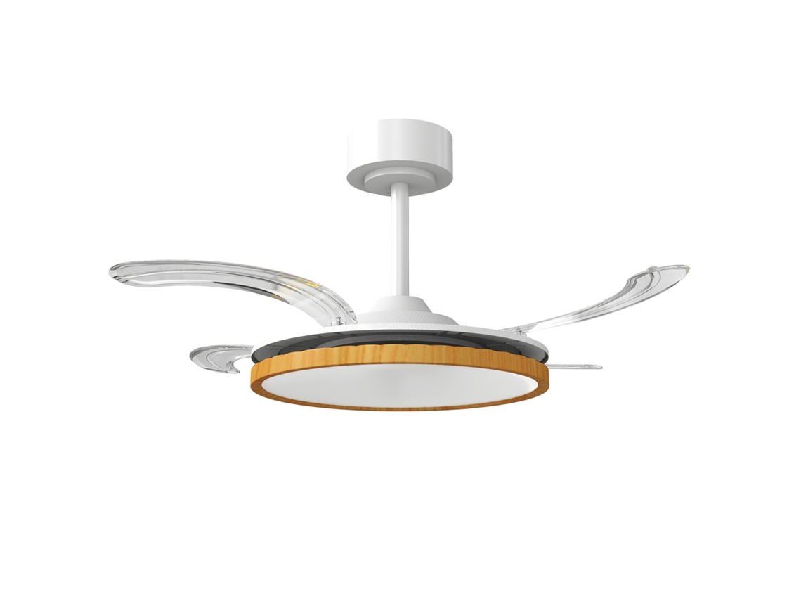 Ventilador de Teto com Luz Led 80w Motor Dc Reverso Controle Remoto 6 Velocidades Timer Ø95cm Natural BTFORUS