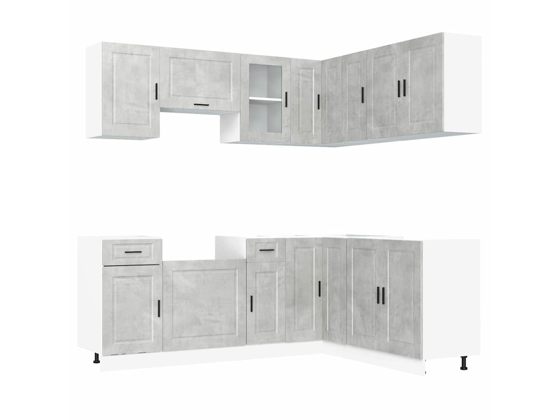 Kitchen Cabinet Set, Kitchen Cabinet Sets Vidaxl Cinzeto Madeira Processada (n/a)