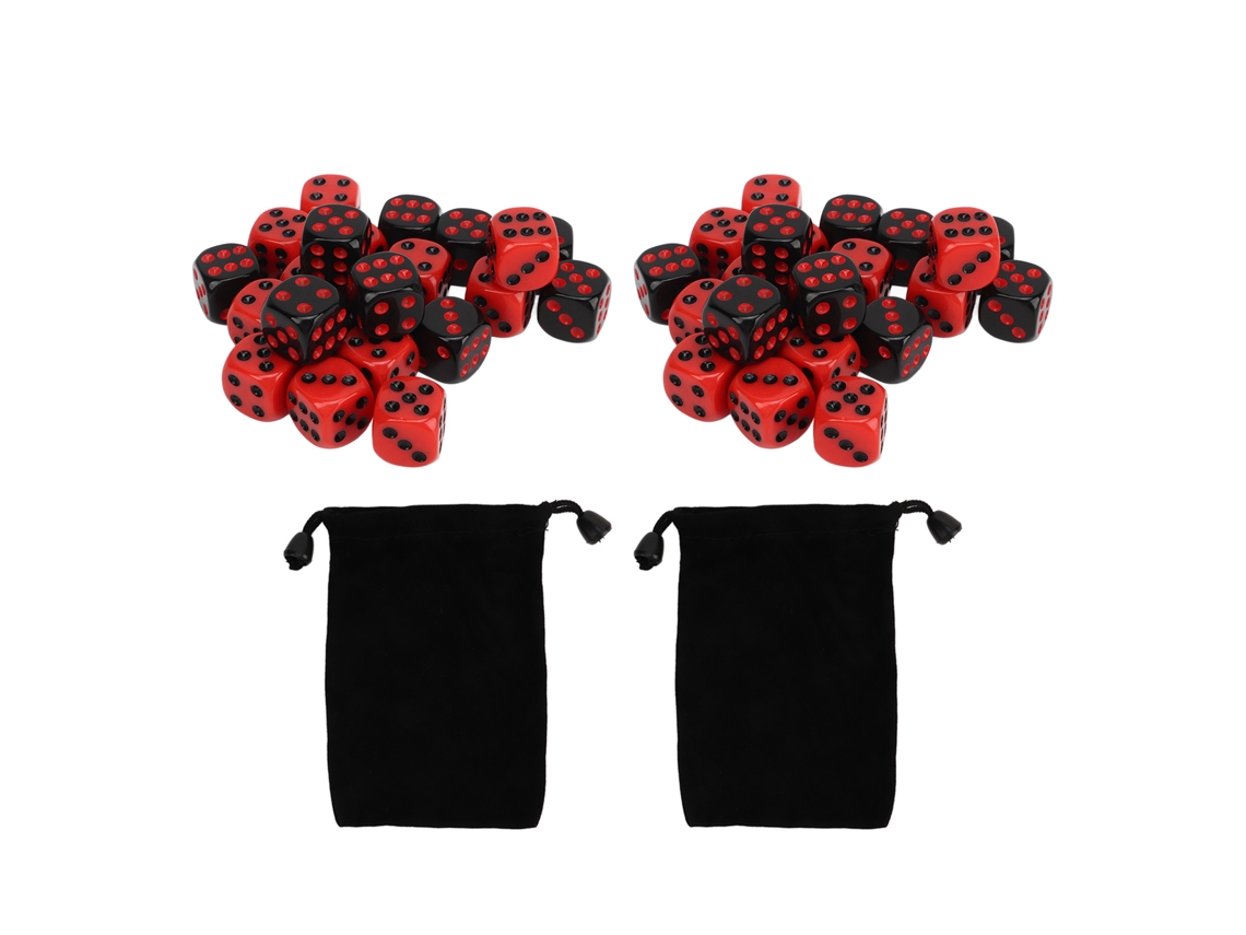 48pcs Dados Business, de 6 lados, plástico, impermeável, vermelho e preto (S/MARCA)