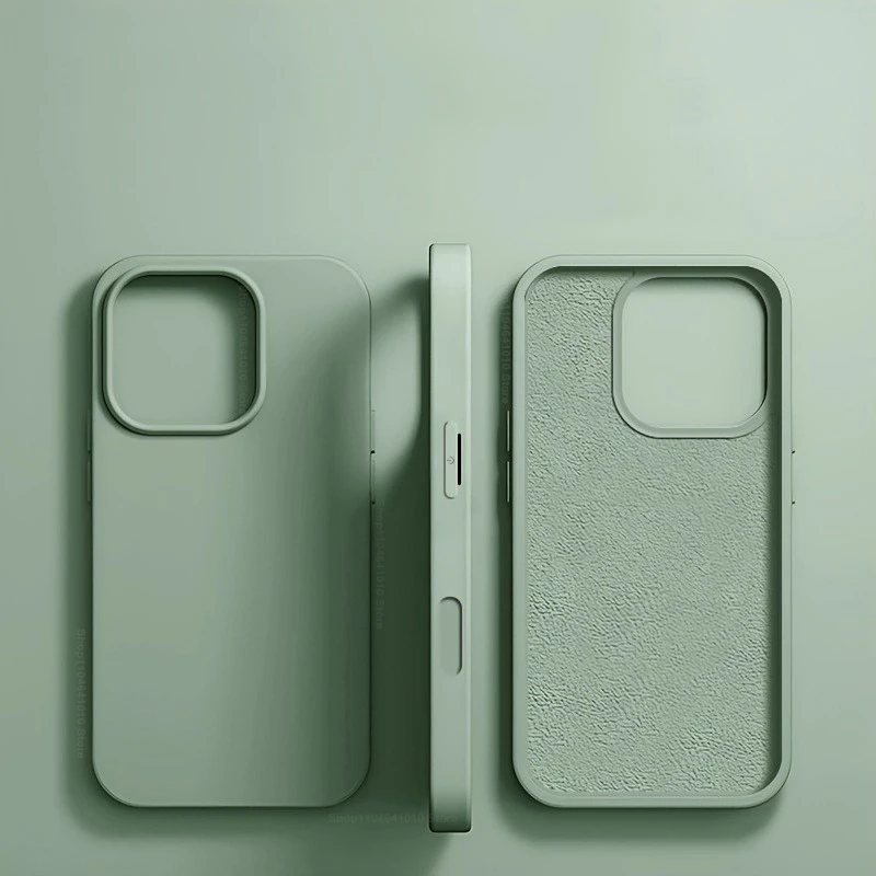 Capa De Celular De Luxo Em Silicone Líquido Para Iphone 14 Plus (verde Claro), À Prova De Choque E Macia.