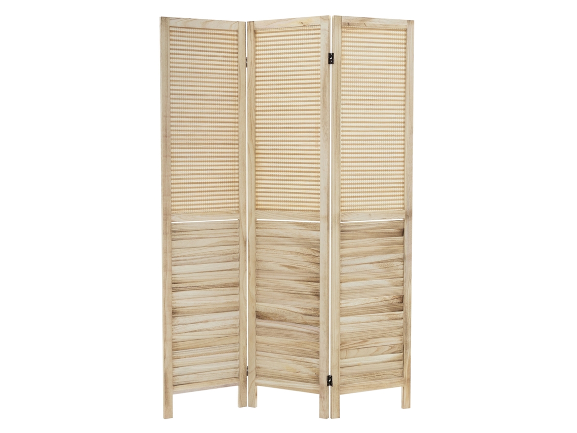 Biombo Divisório ML DESIGN de 3 Painéis Modelo Osaka Dobrável em Madeira Natural 170x121cm