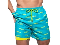 Calções De Praia Masculinos De Poliéster E Spandex Com Cintura Elástica E Bolsos De Drenagem, Rápido Secagem E Respirável 8