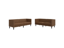Chesterfield Sofa Set, Chesterfield Sofa Sets Vidaxl Marrom Couro Artificial (n/a)