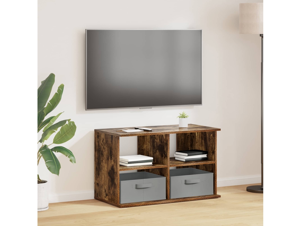 Vidaxl Suporte De Tv Com Gaveta Carvalho Defumado 79 X 40 X 48 Cm