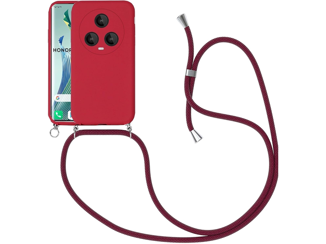 Correia Protetor Elegante Prático Colar para Honor Honor Magic 5 HONGWE. Silicone Vermelho