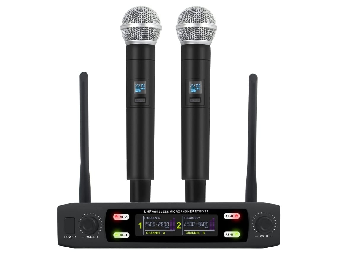 Microfone Sem Fios Uhf Profissional Preto Stelasplen