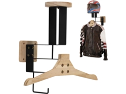 Suporte Genérico Para Capacete Madeira E Metal 34x 38cm De Parede Resistente Capacetes Motocicleta Organizador