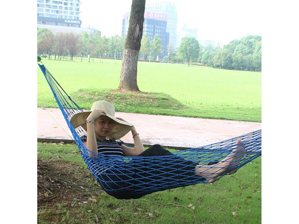Rede De Malha De Nylon Durável, Corda Para Viagem Ao Ar Livre, Acampamento, Jardim, Balanço Pendurado, Cama De Dormir Portátil, Azul Aquaforge