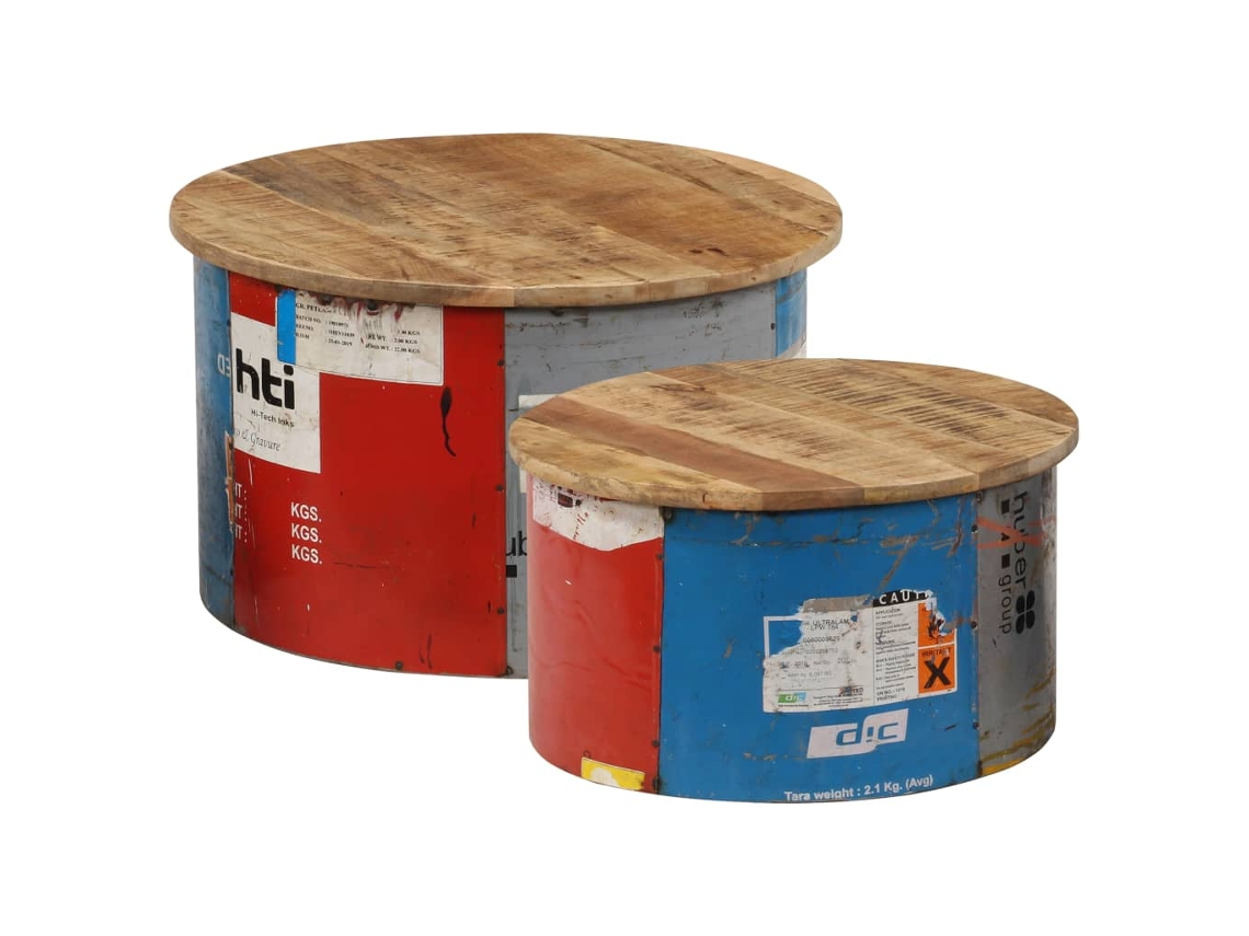 Vidaxl Mesas De Centro 2 Pcs Madeira Mangueira Maciça
