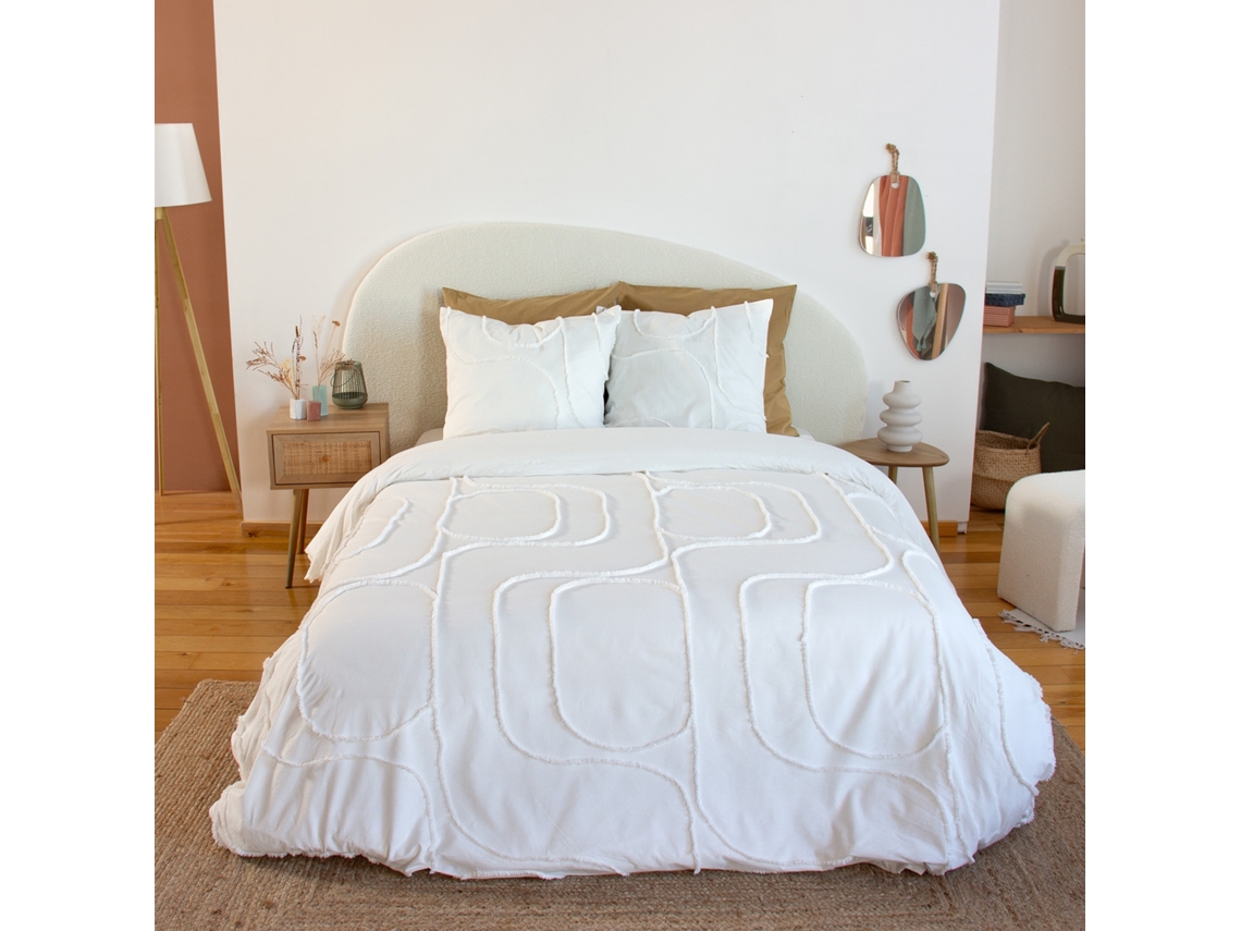 Roupa De Cama Algodão Lavado Tufted Padrões Arredondados, 2 Lugares