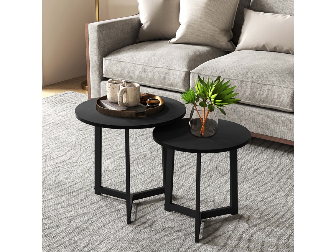 Mesa De Centro Em Mdf E Metal, Redonda, Preto