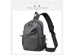Bolsa Transversal Cinza, Estilo Urbano, Estilo Hong Kong, Casual, Grande Capacidade.