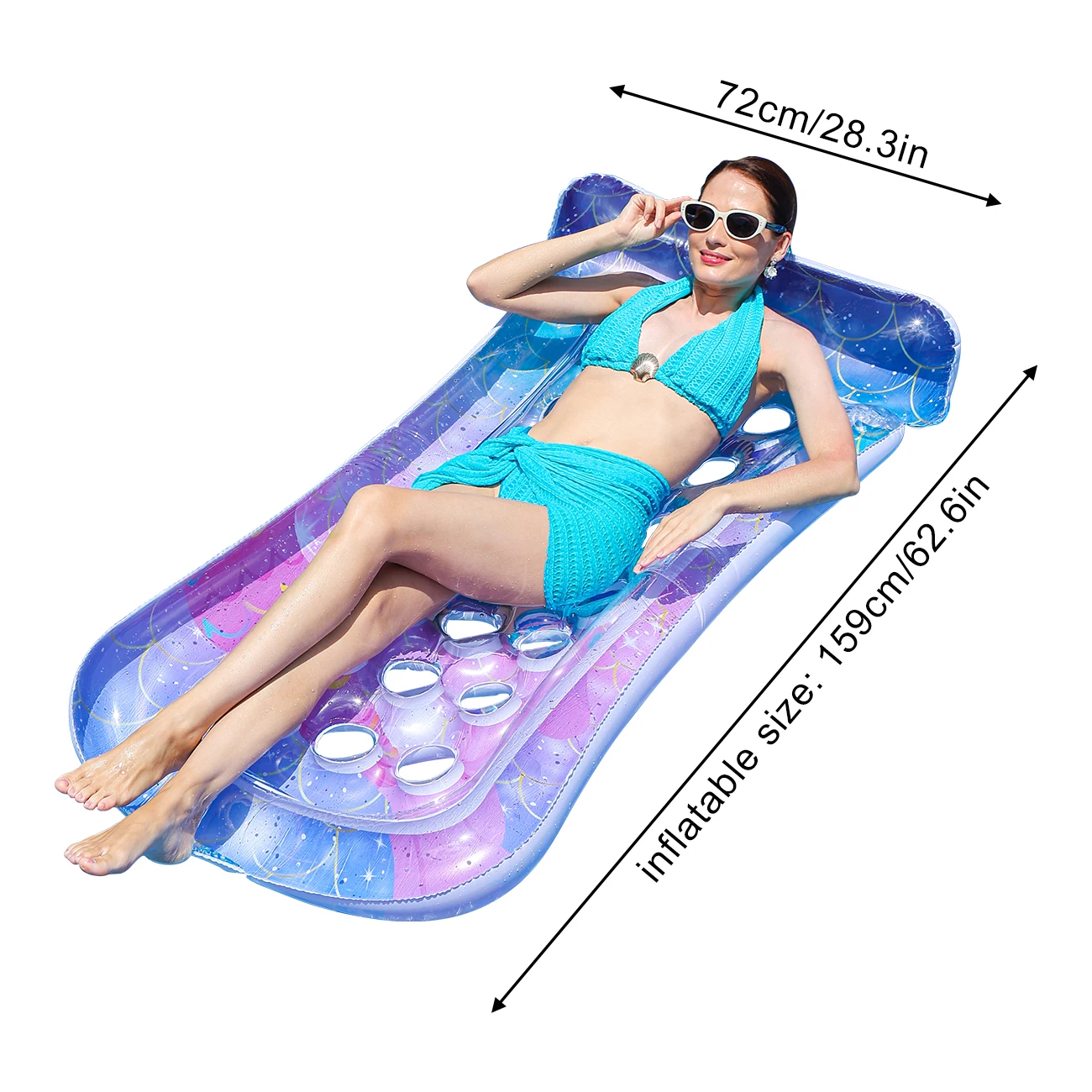 Conjunto com boias infláveis para adultos, colchonetes e esteiras para banho de sol, adequadas para piscinas, lagos e praias.