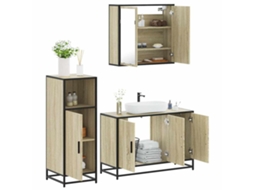 Vidaxl 3 Pcs Conj. Móveis Casa Banho Derivados Madeira Carvalho Sonoma