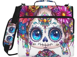 Pasta Organizadora Com Estampa De Caveira Mexicana, Perfeita Mulheres Organizador De Fichário Com 3 Argolas E Capa